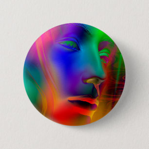 Psychedelic Woman Ansikte Knapp