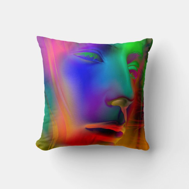 Psychedelic Woman Ansikte Kudde (Framsida)