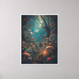 Psychedelic woodland canvas print