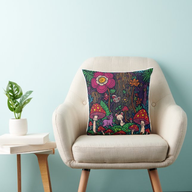 Psychedelic woodland cushion kudde (Stol)