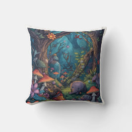 Psychedelic woodland cushion kudde