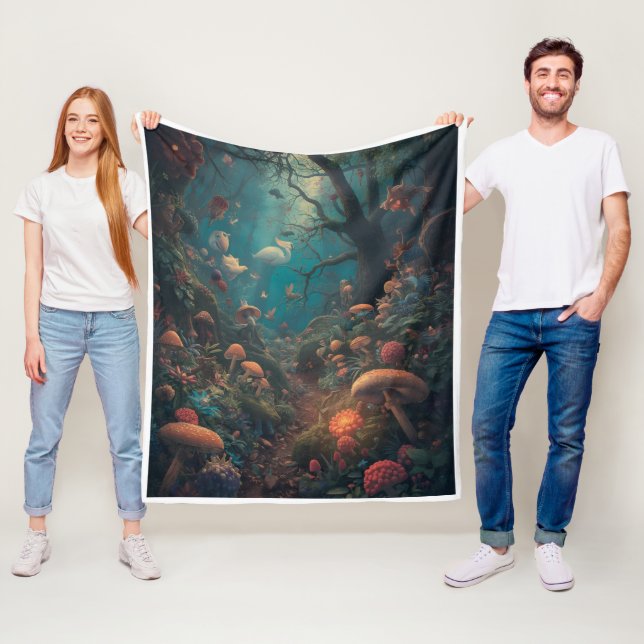 Psychedelic woodland fleece blanket (På plats)