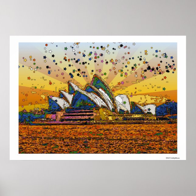Psychedelic World: Sydney Skyline A1 Poster (Framsidan)