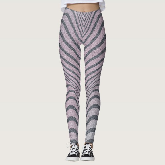 Psychedelic Zebra: Grainy Vintage Rand. Leggings (Framsida)