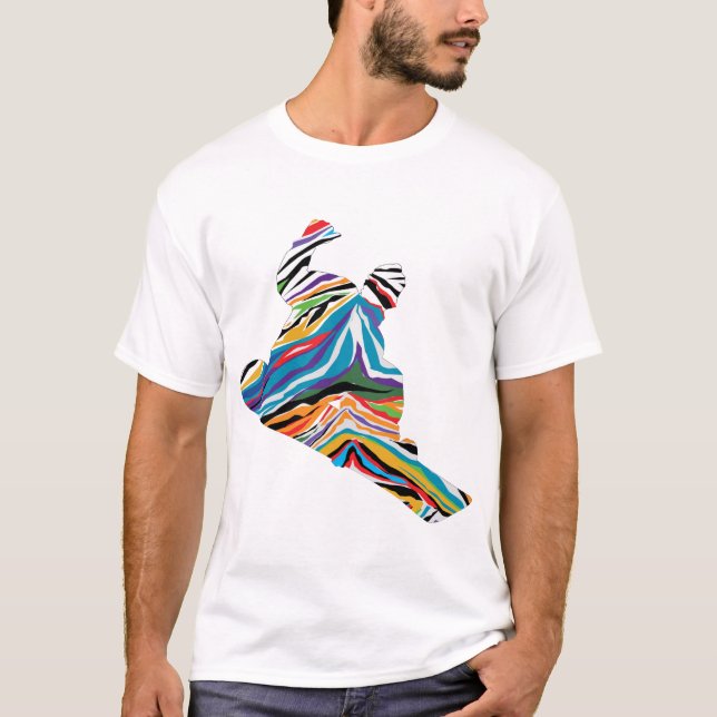 Psychedelic-Zebra-Snowboarder T Shirt (Framsida)