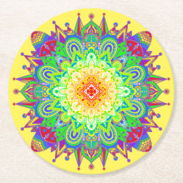 Psychedelic Zen Mandala Abstrakt Art Papper Underl Underlägg Papper Rund