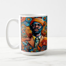 Psychedelica Abstrakt African American Man Kaffemugg