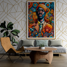 Psychedelica Abstrakt African American Man Poster