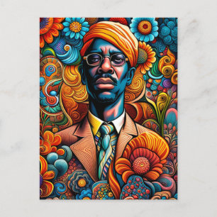 Psychedelica Abstrakt African American Man Vykort