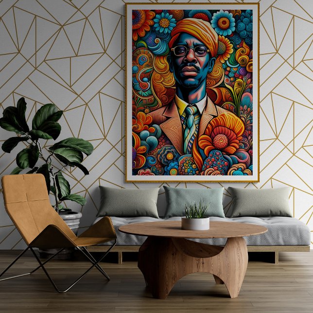 Psychedelica Abstrakt Afroamerikansk Man Poster (Skapare uppladdad)