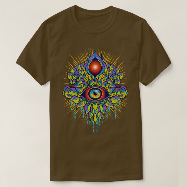 Psychedelie 3rd Öga Trippy Art T Shirt (Design framsida)