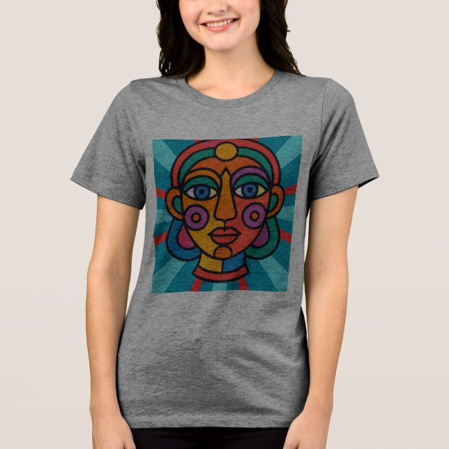 Psychedelisk Abstrakt Ansikte – 70-talets Surreali T Shirt (Framsida)