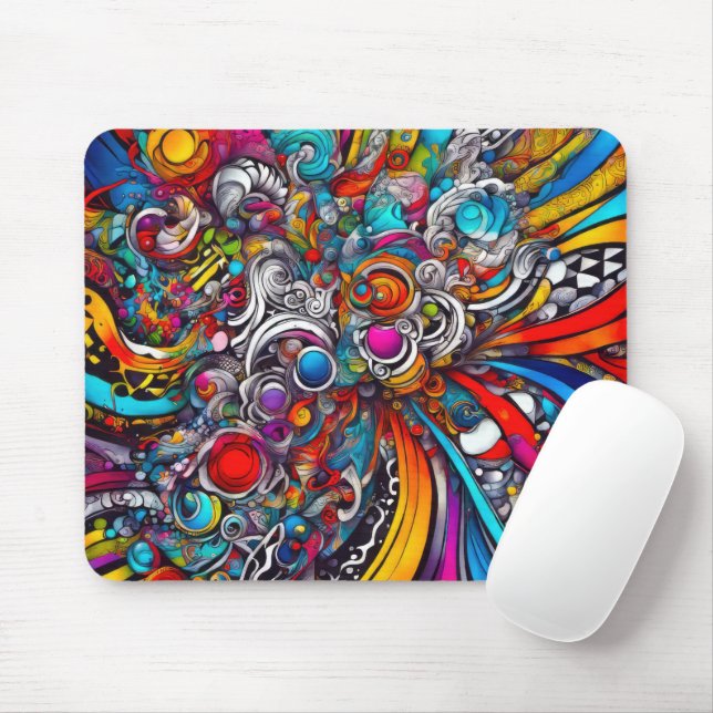 Psychedelisk abstrakt design musmatta (Med mus)