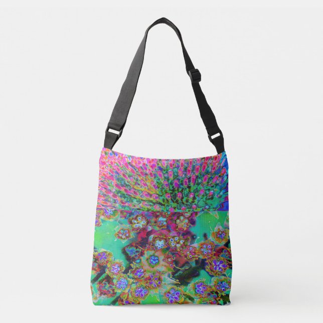 Psychedelisk Abstrakt Groovy Lila Sedum Axelväska (Framsida)
