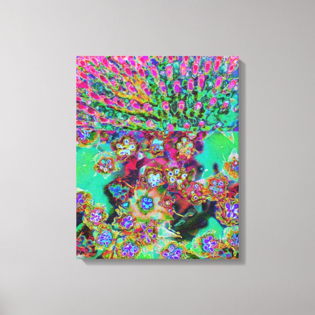 Psychedelisk Abstrakt Groovy Lila Sedum Canvastryck (Framsida)