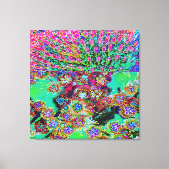 Psychedelisk Abstrakt Groovy Lila Sedum Canvastryck (Framsida)