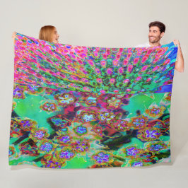 Psychedelisk Abstrakt Groovy Lila Sedum Fleecefilt