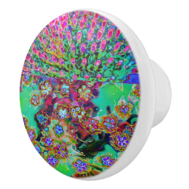 Psychedelisk Abstrakt Groovy Lila Sedum Knopp (Höger)