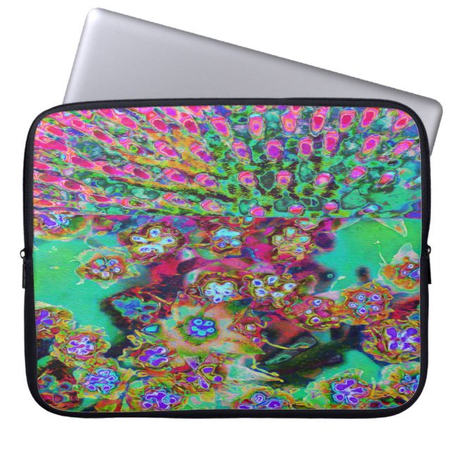 Psychedelisk Abstrakt Groovy Lila Sedum Laptop Fodral (Framsidan)
