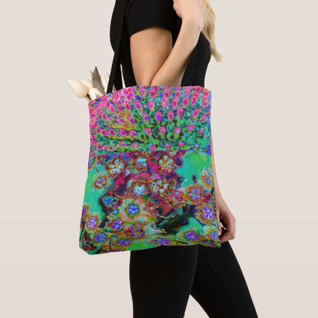 Psychedelisk Abstrakt Groovy Lila Sedum Tygkasse (Närbild)