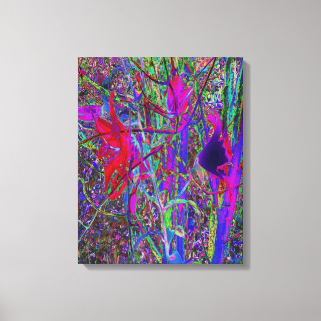Psychedelisk Abstrakt Regnbågsfärger Liljeträdgård Canvastryck (Framsida)