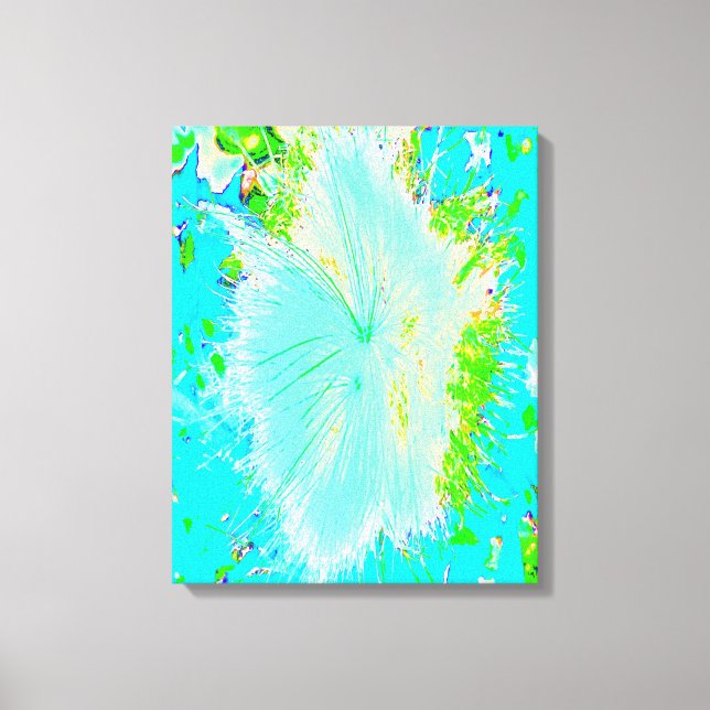 Psychedelisk Aqua och Limegrön Milkweed Canvastryck (Framsida)