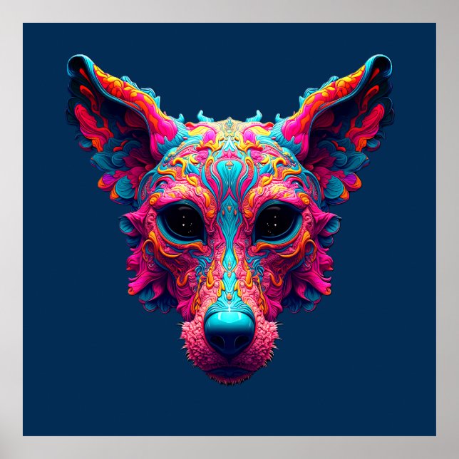 Psychedelisk bästa vän - Hunddesign T-shirt Poster (Framsidan)