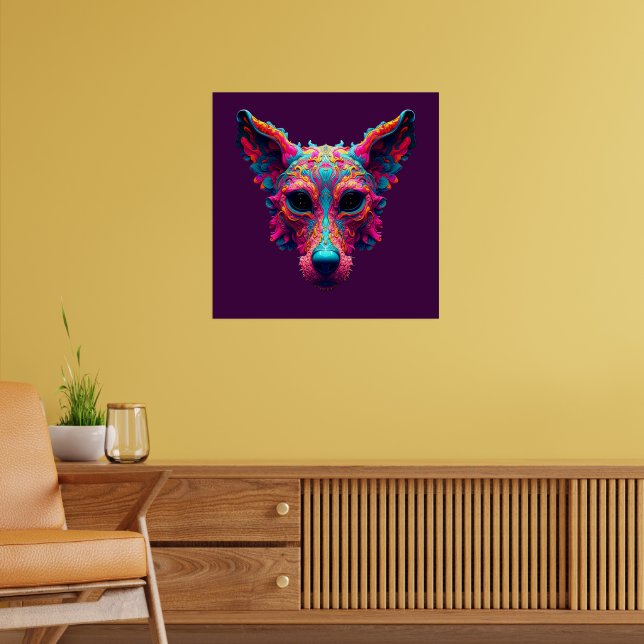 Psychedelisk bästa vän - Hunddesign T-shirt Poster (Vardagsrum 2)