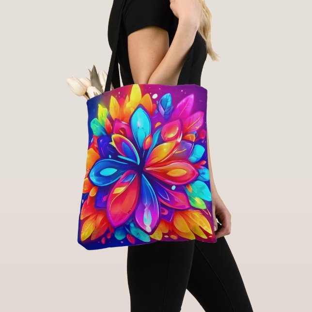 Psychedelisk blomsterkonst tygkasse (Närbild)