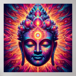 Psychedelisk Buddha Konstaffisch - Vibrerande Tred Poster