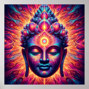 Psychedelisk Buddha Konstaffisch - Vibrerande Tred Poster