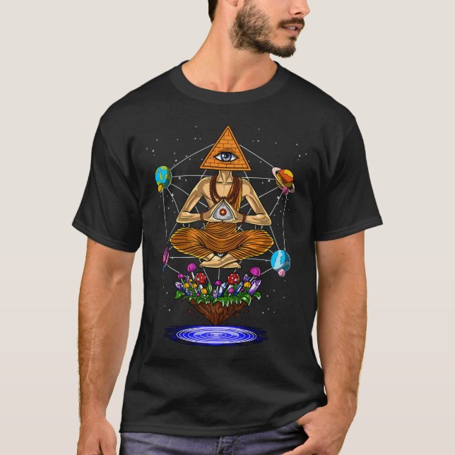 Psychedelisk Buddha Pyramid T Shirt (Framsida)