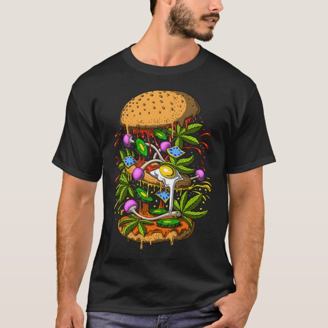 Psychedelisk Burger T Shirt (Framsida)