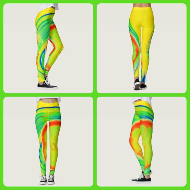 Psychedelisk Citrus Ljusfylld Färgrik Leggings (Skapare uppladdad)