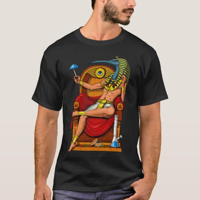 Psychedelisk egyptisk gud Thoth T Shirt (Framsida)