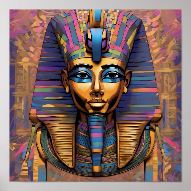 Psychedelisk egyptisk kung konst poster (Framsidan)