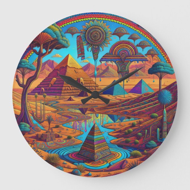 Psychedelisk egyptisk landskap  stor klocka (Framsida)