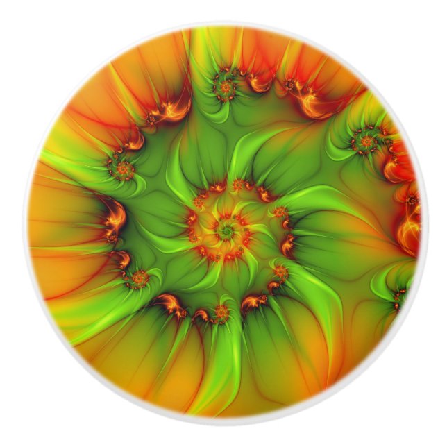 Psychedelisk Färgrik Modern Abstrakt Fraktal Konst Knopp (Framsidan)