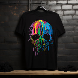 Psychedelisk Färgrik Popkonst Droppande Dödskalle T Shirt