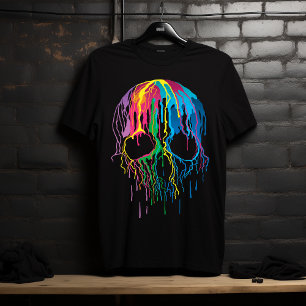 Psychedelisk Färgrik Popkonst Droppande Dödskalle T Shirt