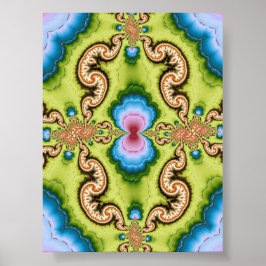 Psychedelisk Fraktal Drakmönsterkonst Poster