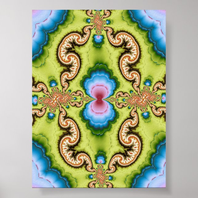 Psychedelisk Fraktal Drakmönsterkonst Poster (Framsidan)
