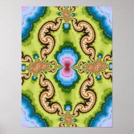 Psychedelisk Fraktal Drakmönsterkonst Poster