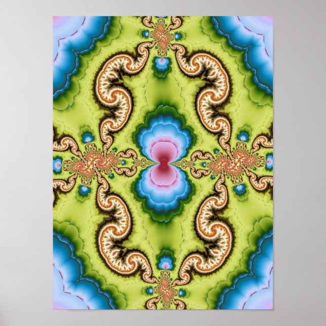 Psychedelisk Fraktal Drakmönsterkonst Poster (Framsidan)
