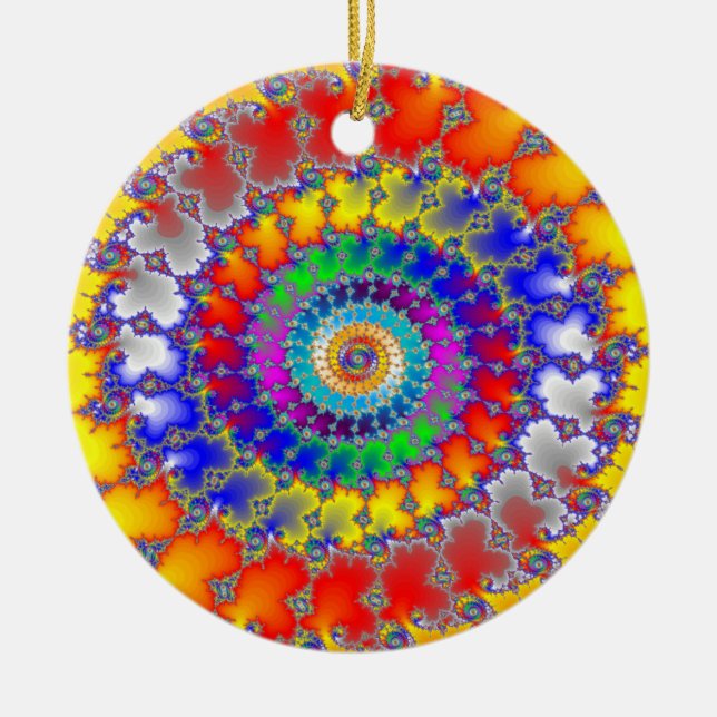 Psychedelisk Fraktal Julgransprydnad Keramik (Framsidan)