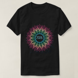 Psychedelisk Fraktal Mandala 2026 Design med Neon T Shirt