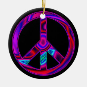 Psychedelisk fredstecken-ornament julgransprydnad keramik