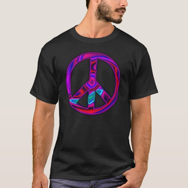 Psychedelisk Fredstecken T-Shirt (Framsida)