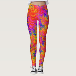 Psychedelisk Funky Hippie Boho Neon Regnbåge Frakt Leggings