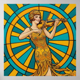 Psychedelisk gitarristaffisch Livfull retro musik Poster